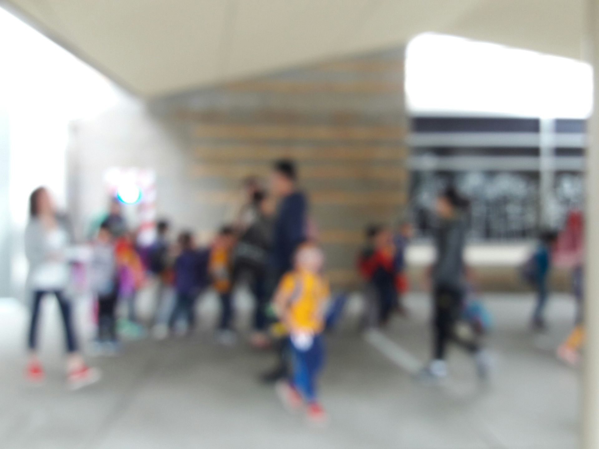 children and parents at drop-off for the first day of school