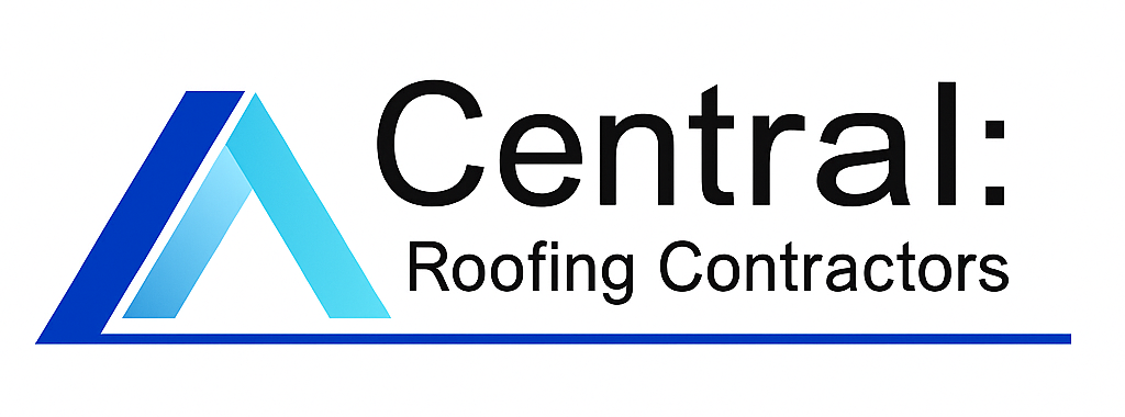 A logo for a company called central roofing contractors