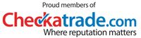 Checkatrade.com logo. Red and blue text. 