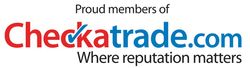 Checkatrade.com logo. Red and blue text. 