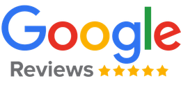 Google Reviews logo with five gold stars.