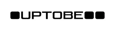 Un logo in bianco e nero per uptobe su uno sfondo bianco.