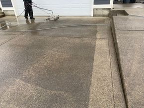 Pressure washing a driveway in Shelton, WA