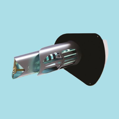 A close up of a device on a blue background