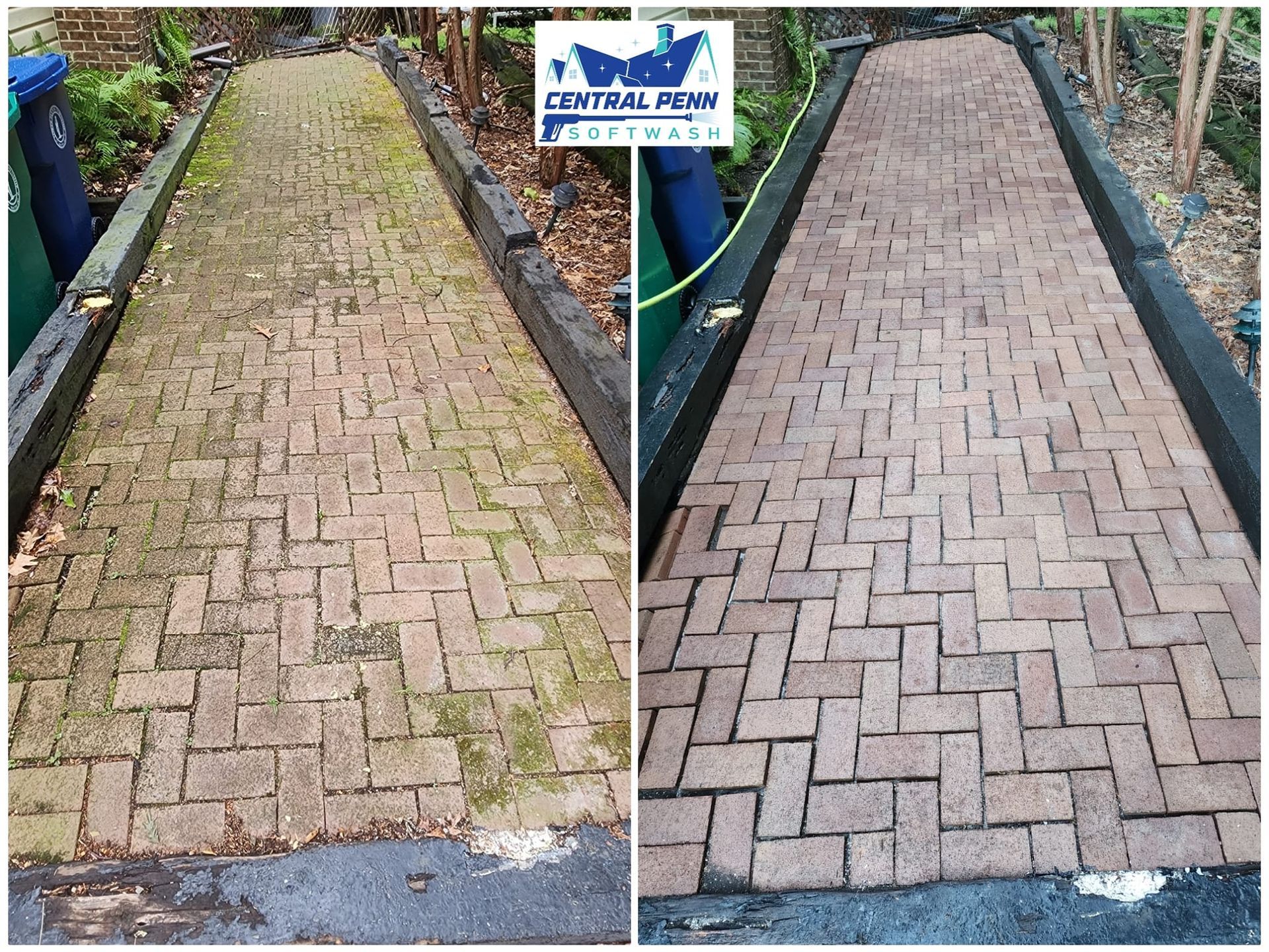 Backyard Walkway Before and After — Central PA — Central Penn Softwash