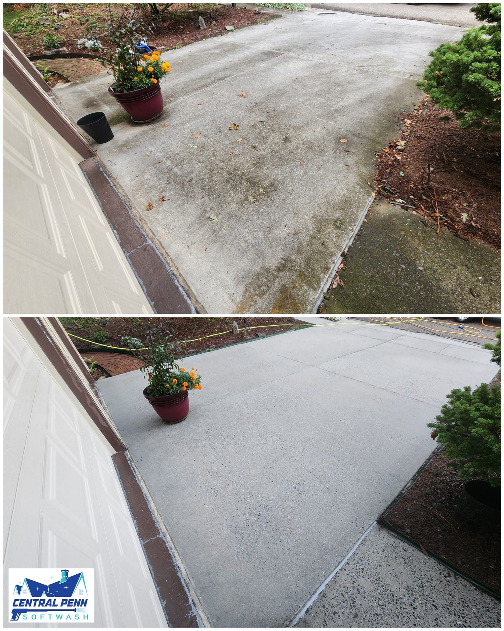 Driveway Before and After — Central PA — Central Penn Softwash