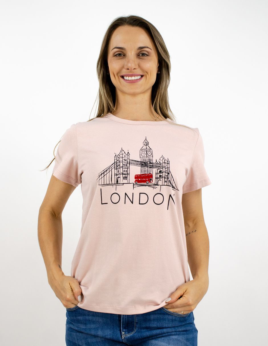 EXCLUSIVO SUBURBIA 251102 Playera Furor Manga Corta Chifón Rosa Pálido