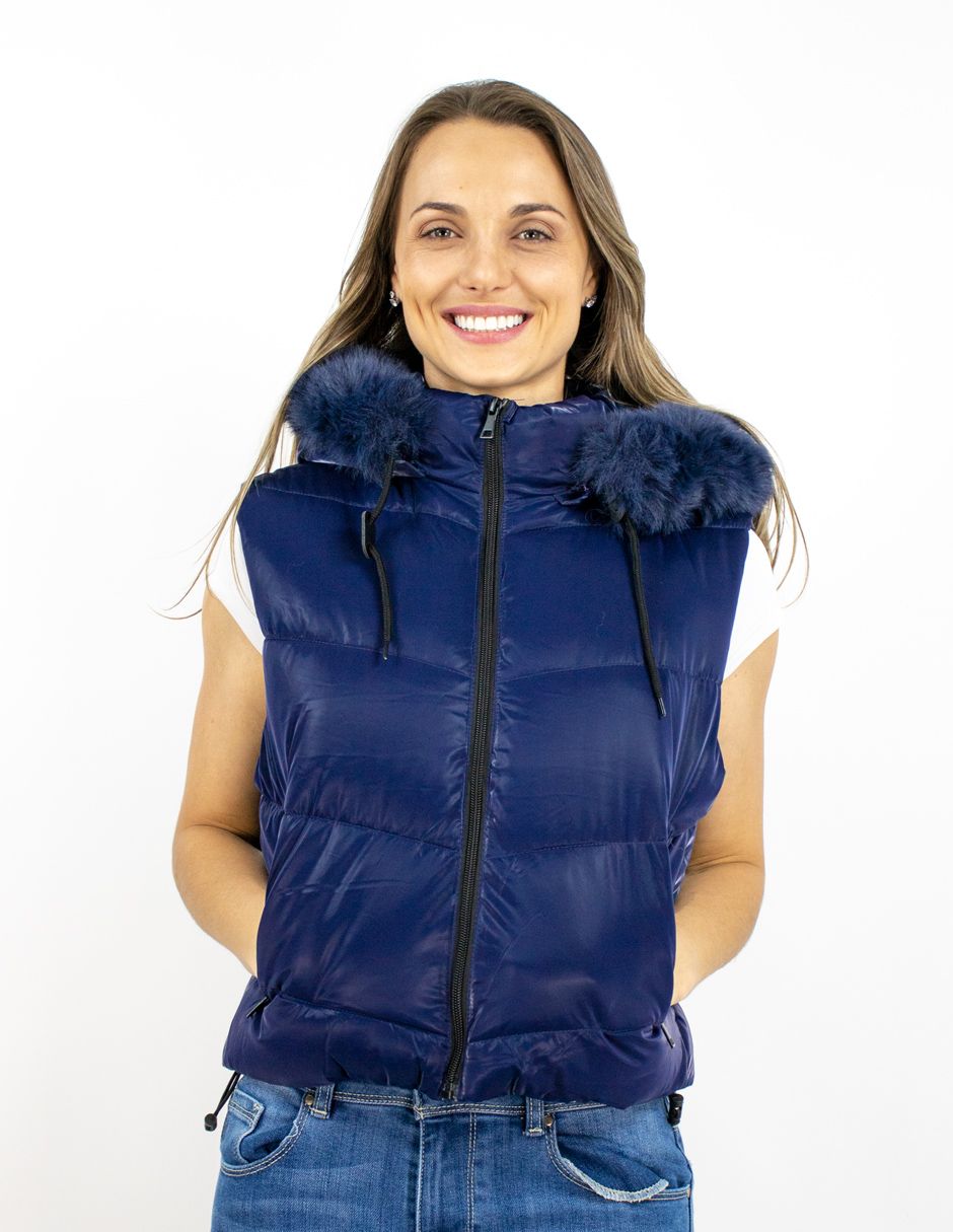 EXCLUSIVO BOUTIQUES       Chaleco Furor Puffer Crop Hoodie Poliéster/Poliuretano