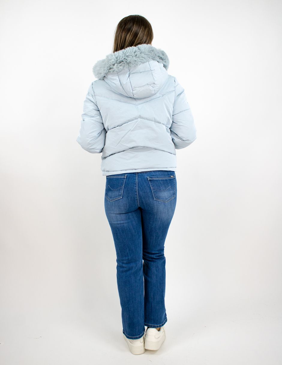 EXCLUSIVO BOUTIQUES       Chamarra Furor Puffer Hoodie Poliéster/Poliuretano Azul Claro