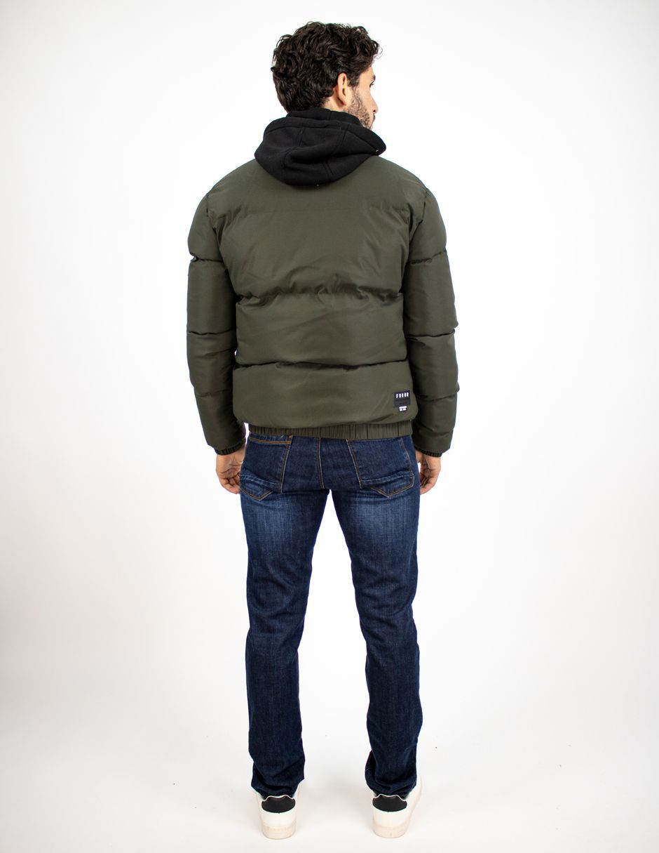 Chamarra Furor Puffer Con Capucha Regular Fit Poliester Verde
