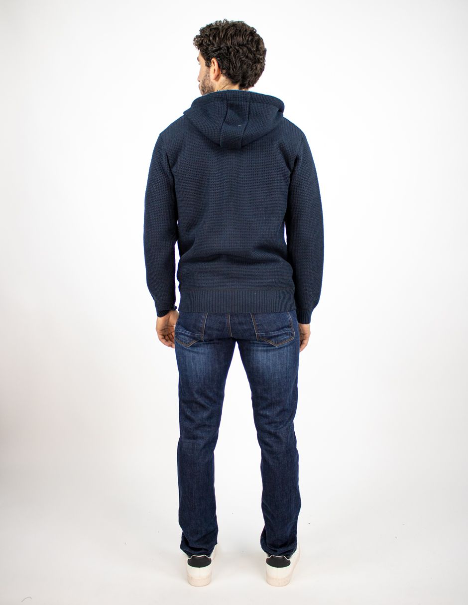 Suéter Furor Con Capucha Waffle Poliéster Marino