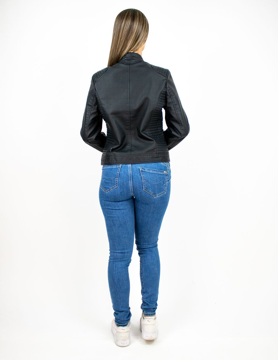 Chamarra Furor Biker Poliuretano Negro