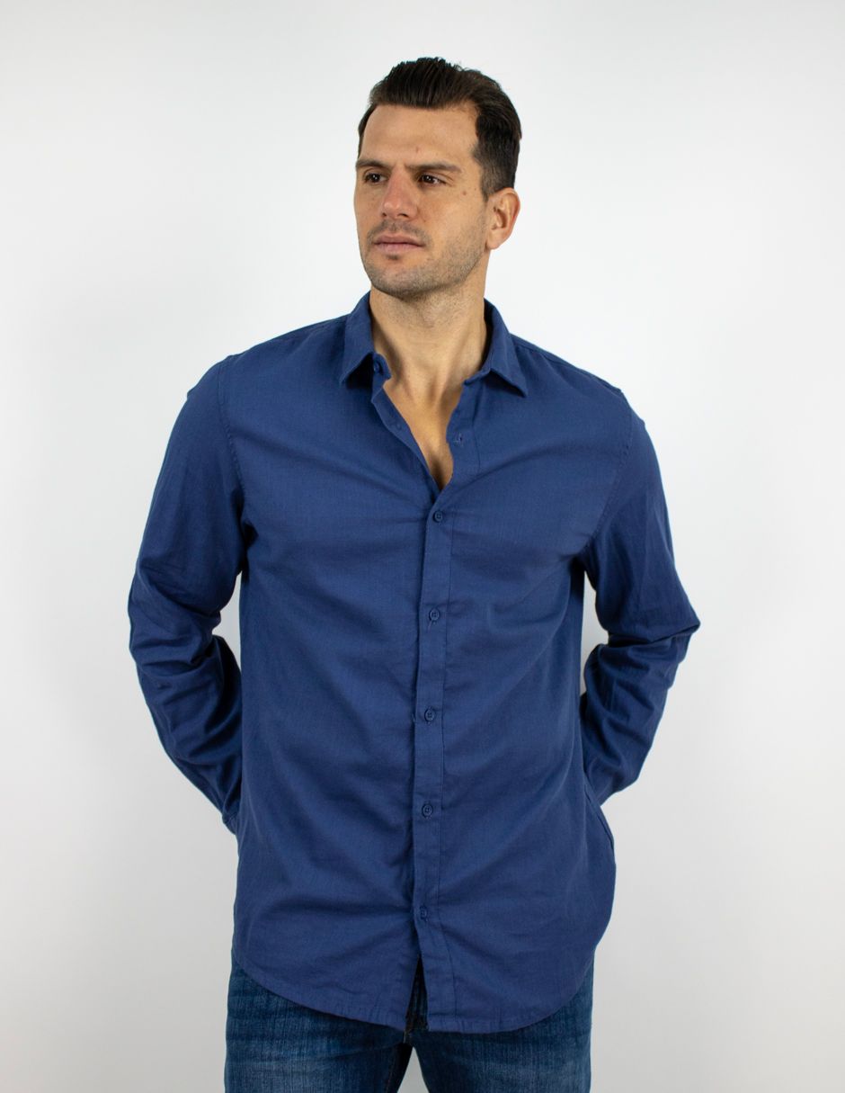 EXCLUSIVO BOUTIQUES  T10303506 Camisa Furor Manga Lino Larga Marino