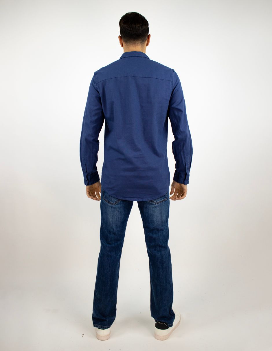 EXCLUSIVO BOUTIQUES  T10303506 Camisa Furor Manga Lino Larga Marino