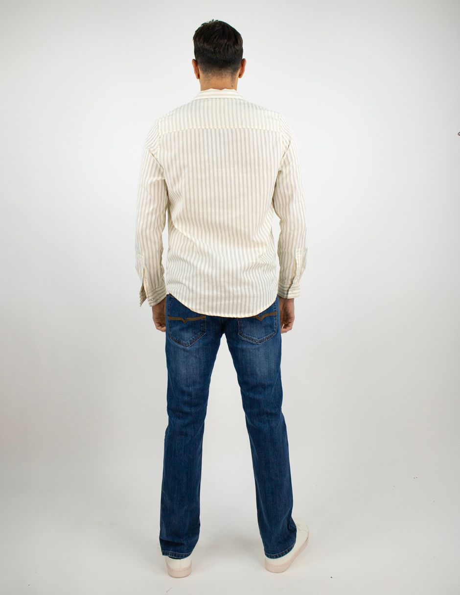 EXCLUSIVO BOUTIQUES  T10303507 Camisa Furor Manga Larga Rayas Beige