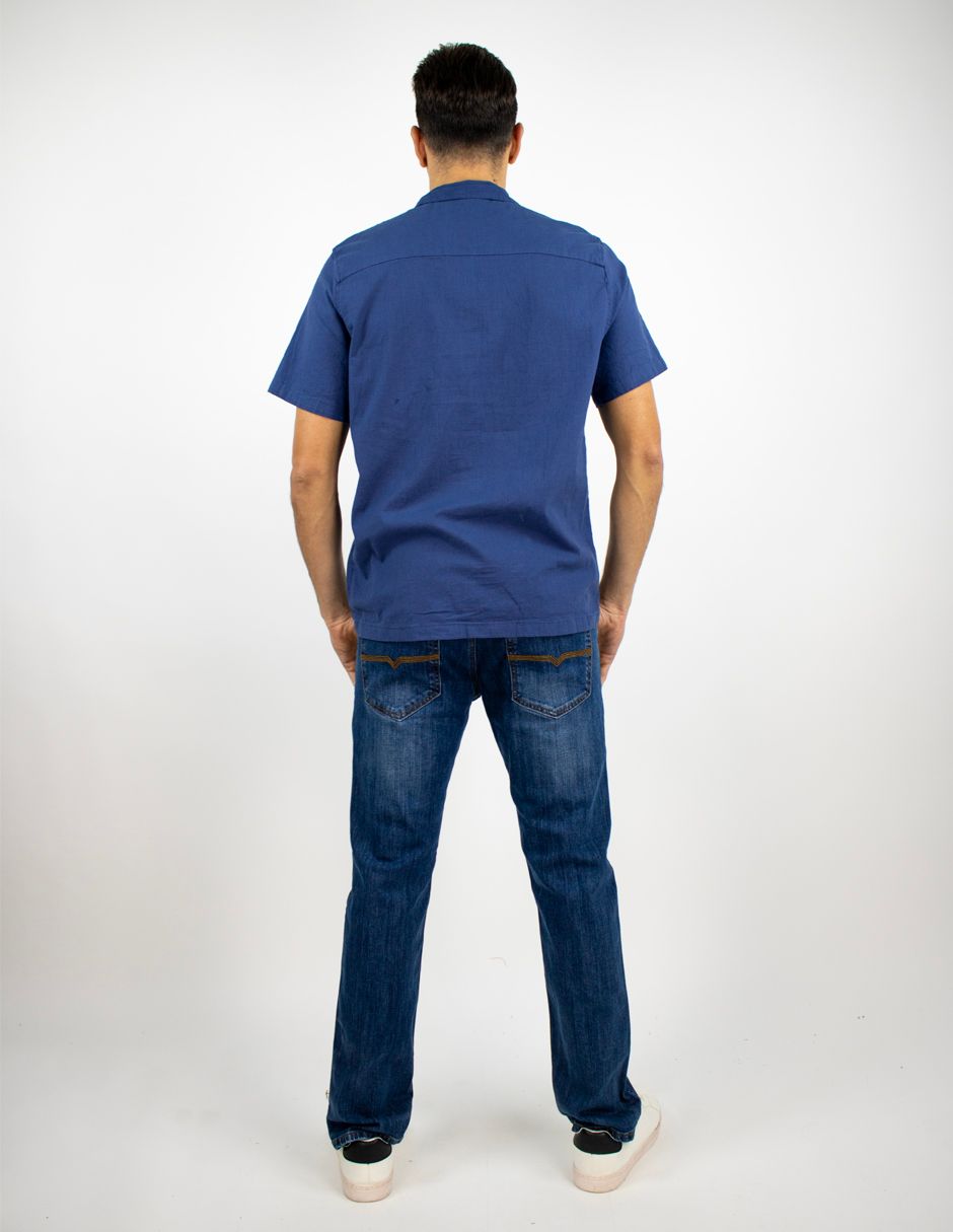 EXCLUSIVO BOUTIQUES  T10303508 Camisa Furor Manga Corta Lino Marino