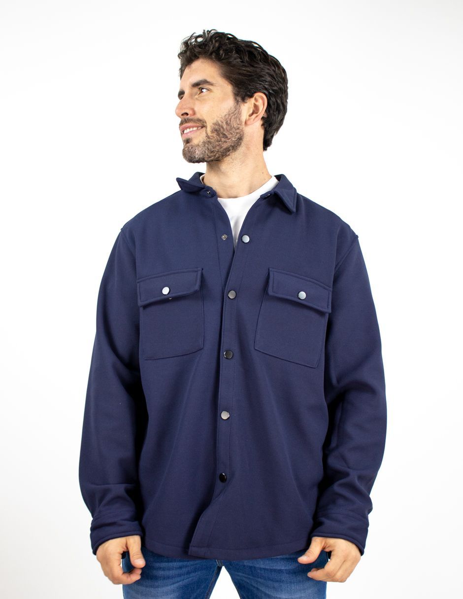 EXCLUSIVO BOUTIQUES  T10601456 Chamarra Furor Con Cuello Botones Forro Regular Poliéster Marino