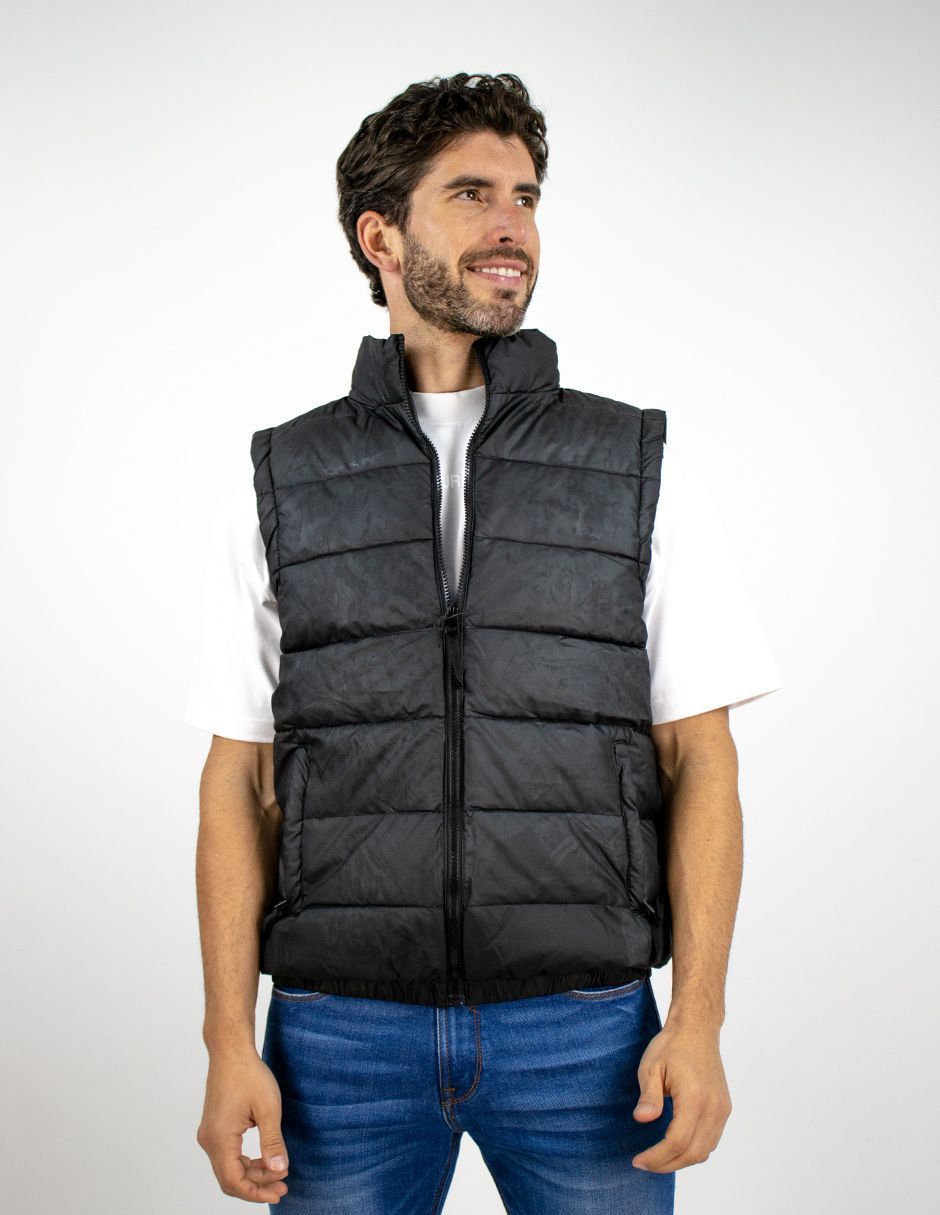 EXCLUSIVO BOUTIQUES T10700355 Chaleco Furor Puffer Cuello Alto Slim Fit Poliuretano Negro