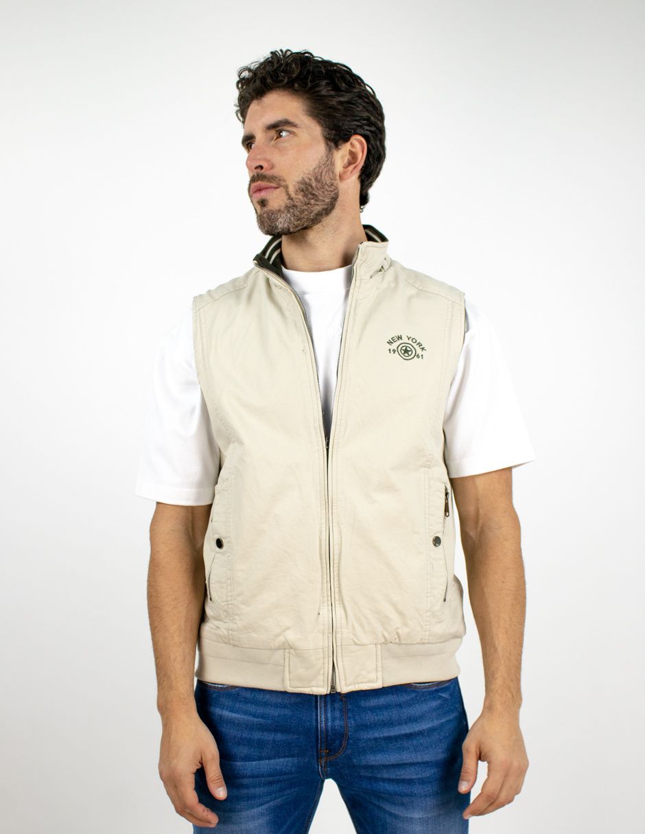 EXCLUSIVO BOUTIQUES T10700356 Chaleco Furor Doble Vista Slim Fit Gabardina Beige/Militar