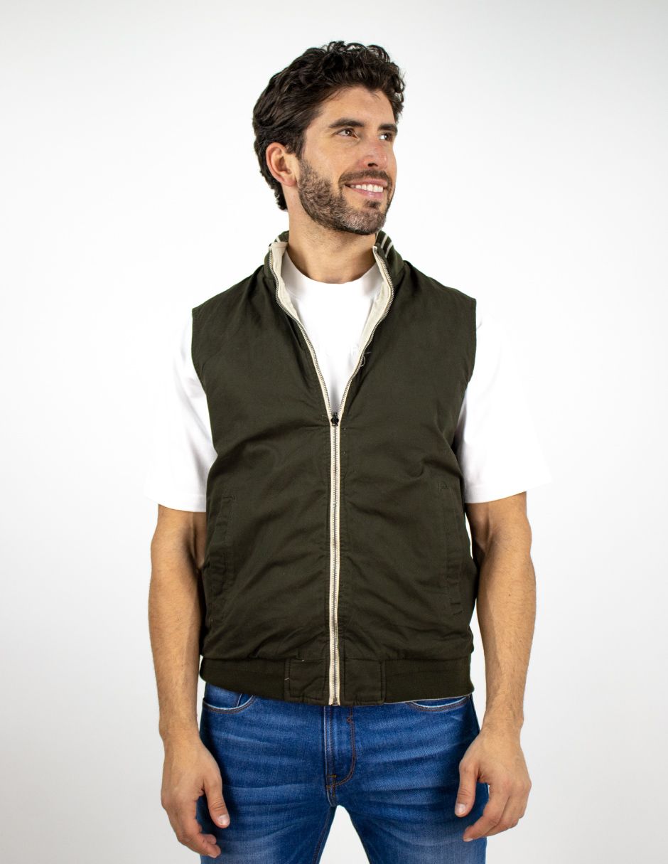 EXCLUSIVO BOUTIQUES T10700356 Chaleco Furor Doble Vista Slim Fit Gabardina Beige/Militar
