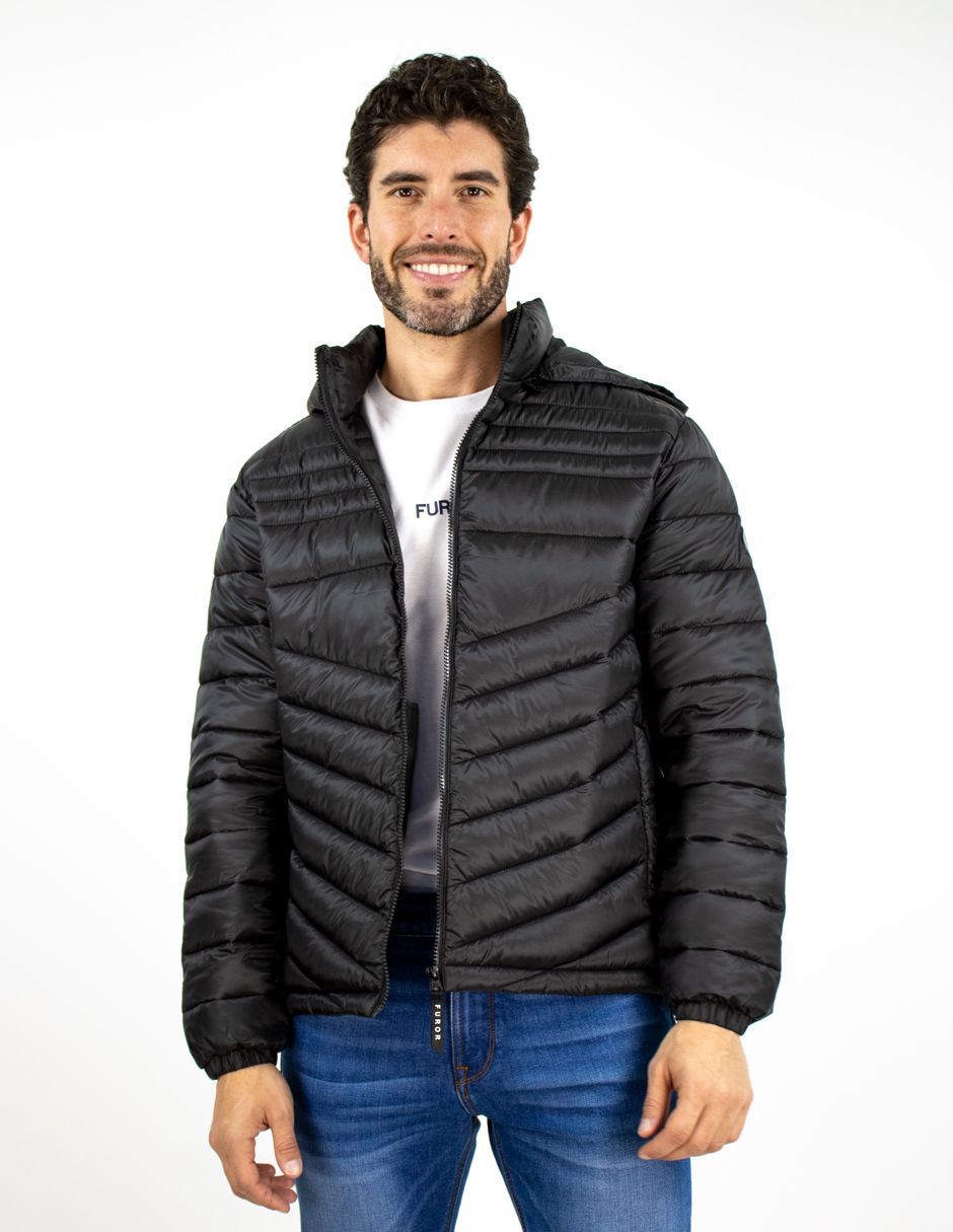 EXCLUSIVO SUBURBIA 1824N Chamarra Furor Puffer Con Capucha Regular Poliamida Negro