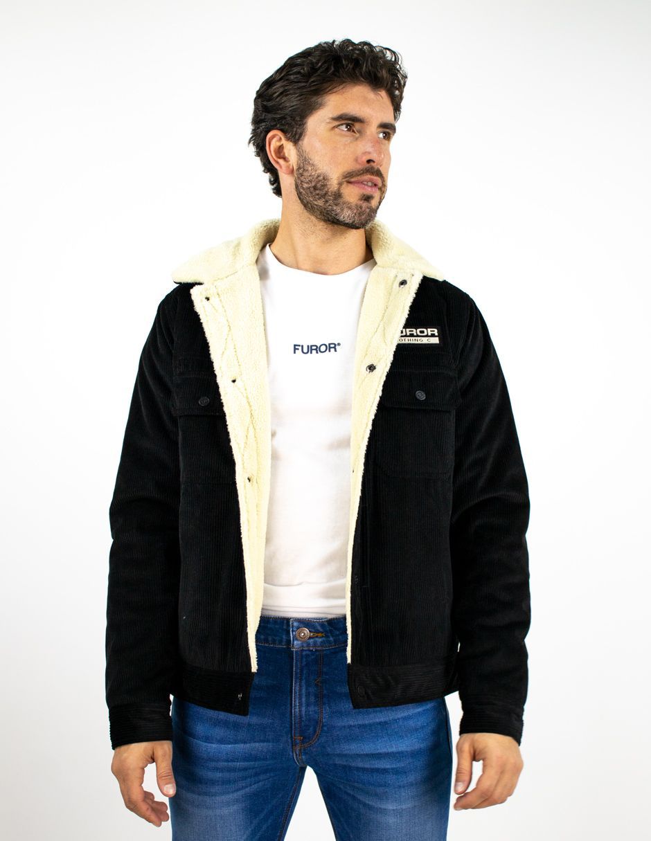 EXCLUSIVO SUBURBIA 324916 Chamarra Furor Borrega Con Botones Pana Negro
