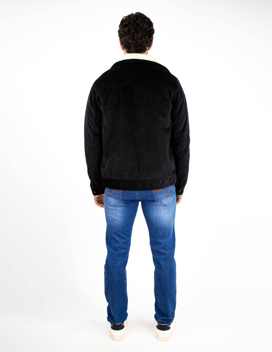 EXCLUSIVO SUBURBIA 324916 Chamarra Furor Borrega Con Botones Pana Negro