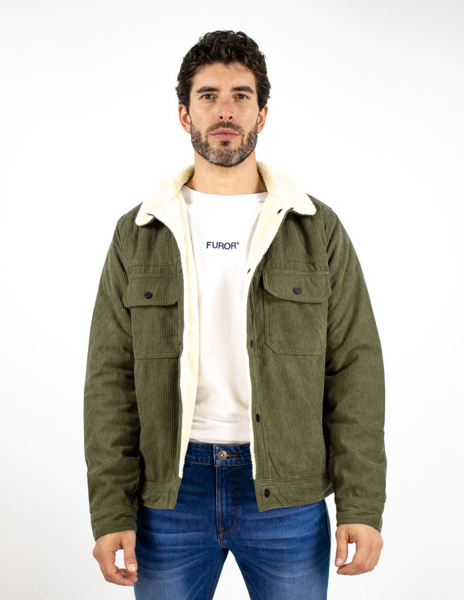 EXCLUSIVO SUBURBIA 324916 Chamarra Furor Borrega Con Botones Pana Olivo