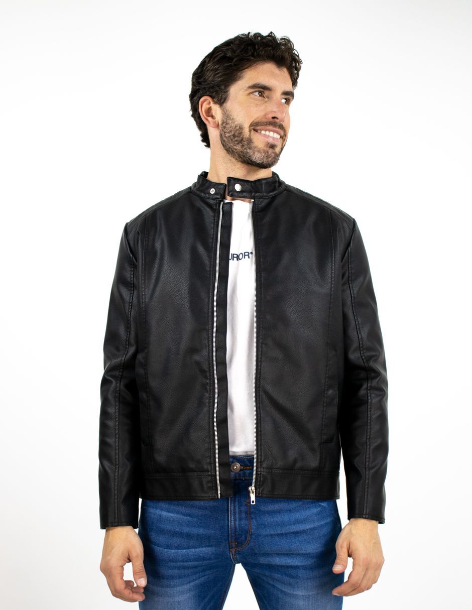 EXCLUSIVO SUBURBIA PU324960 Chamarra Furor Biker Poliuretano Negro