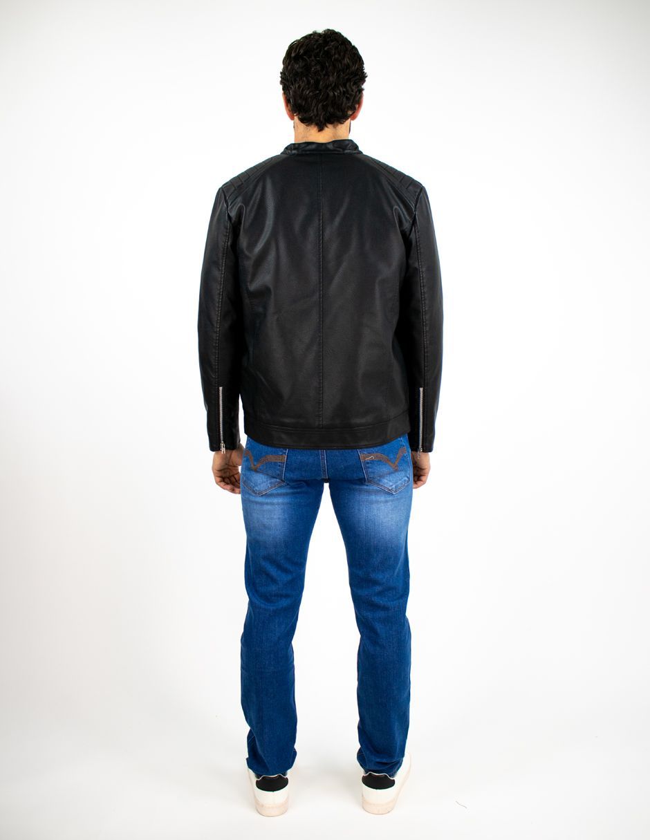 EXCLUSIVO SUBURBIA PU324960 Chamarra Furor Biker Poliuretano Negro