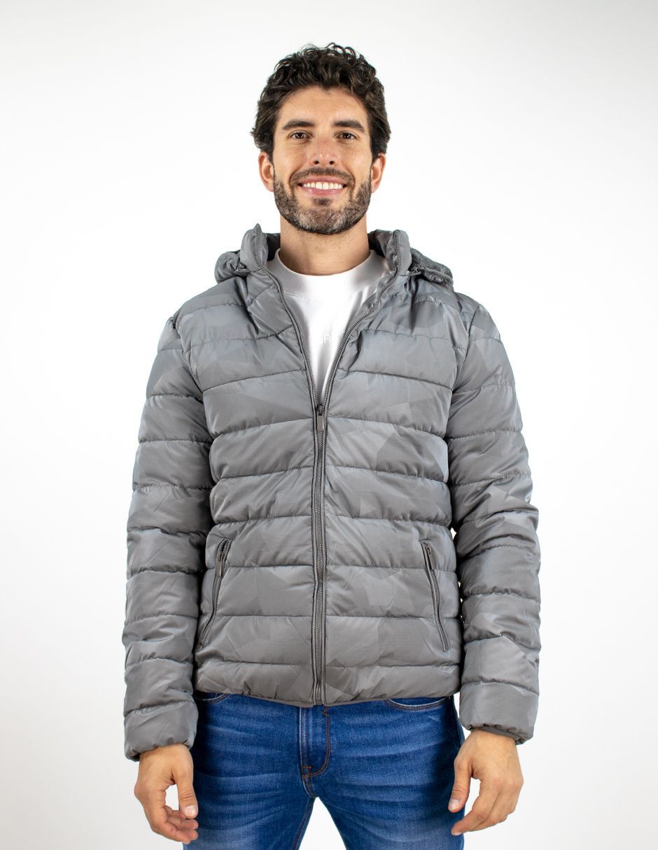 EXCLUSIVO BOUTIQUES T10601301 Chamarra Furor Puffer Con Capucha Regular Poliamida Gris