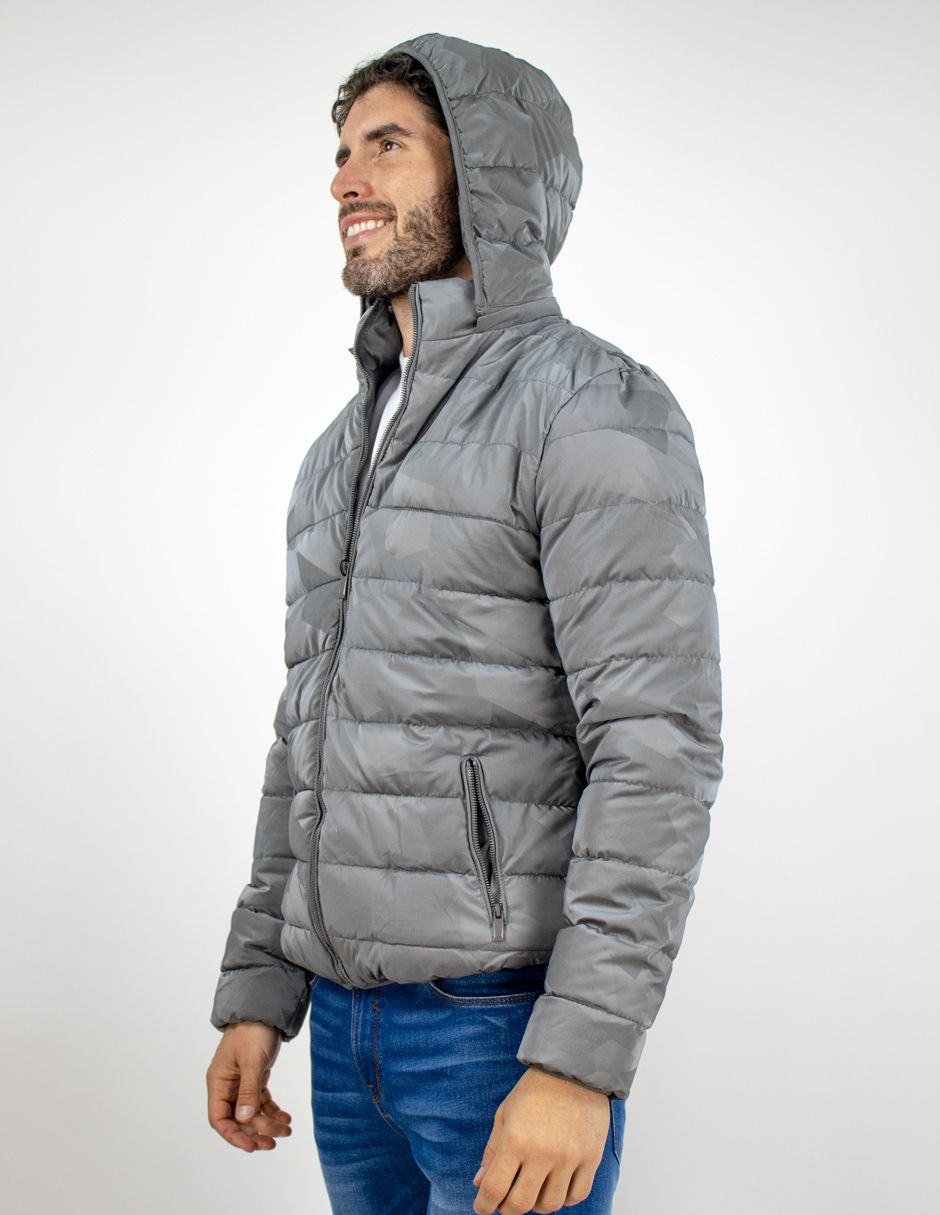 EXCLUSIVO BOUTIQUES T10601301 Chamarra Furor Puffer Con Capucha Regular Poliamida Gris