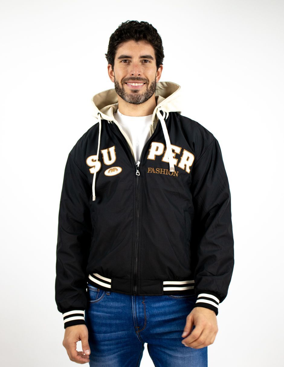 EXCLUSIVO BOUTIQUES T10601453 Chamarra Furor Sport Con Capucha Regular Poliuretano Poliéster Negro