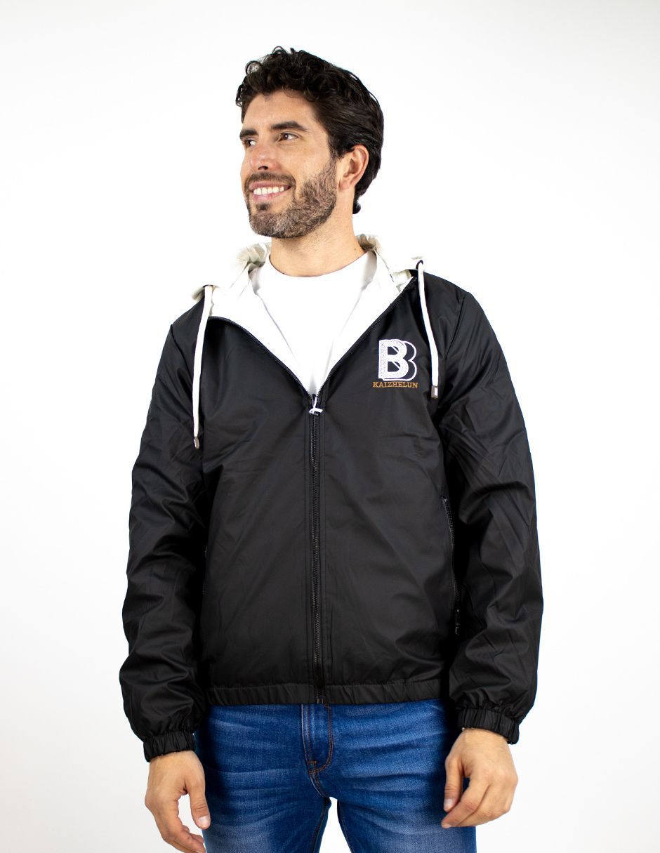 EXCLUSIVO BOUTIQUES T10601457 Chamarra Furor Sport Doble Vista Con Capucha Regular Poliuretano Poliéster Negro