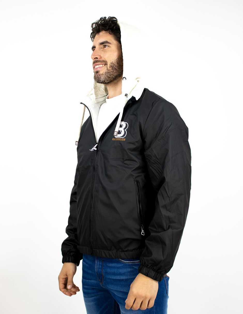 EXCLUSIVO BOUTIQUES T10601457 Chamarra Furor Sport Doble Vista Con Capucha Regular Poliuretano Poliéster Negro