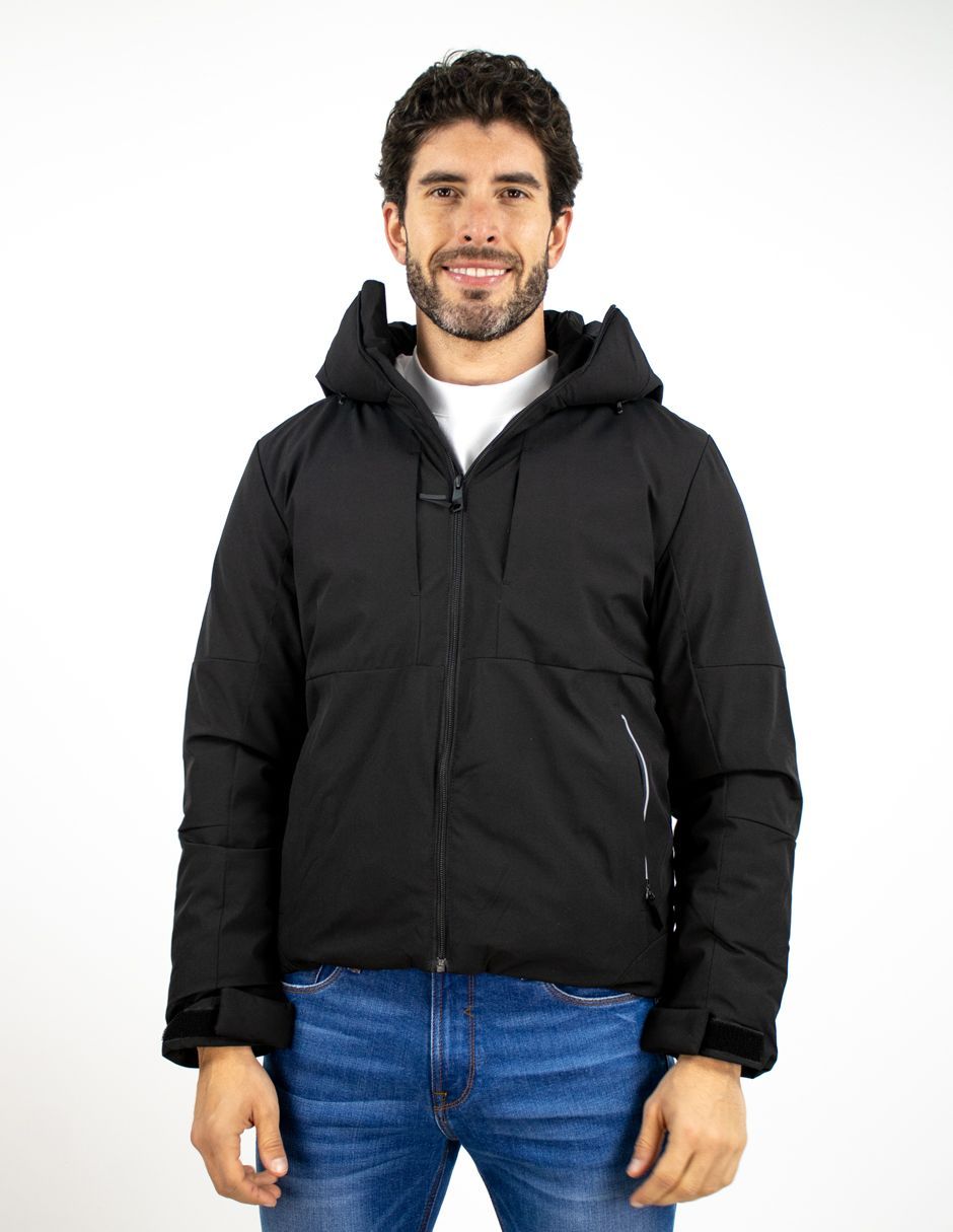 EXCLUSIVO BOUTIQUES T10601471 Chamarra Furor Puffer Con Capucha Regular Poliuretano Negro