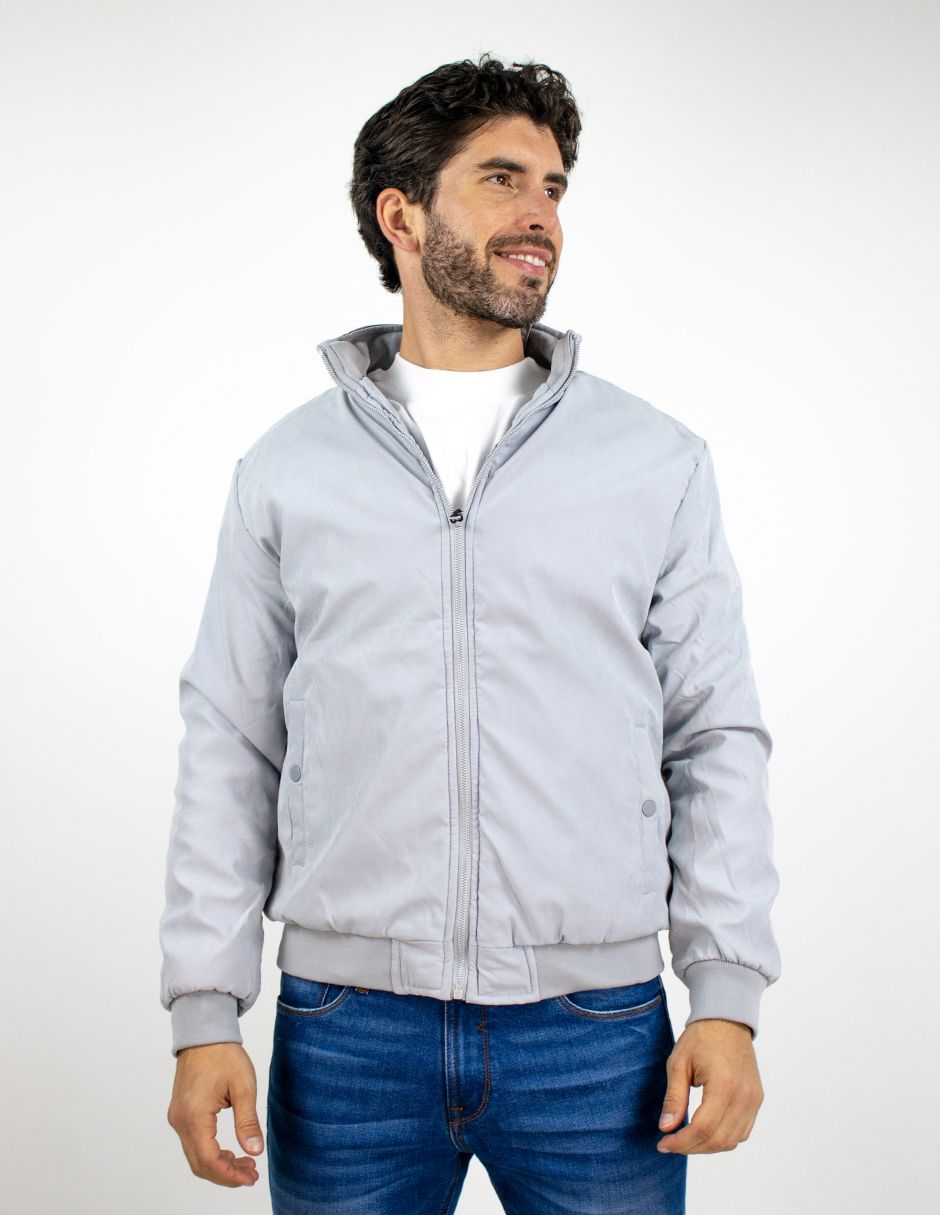 EXCLUSIVO BOUTIQUES T10601473 Chamarra Furor Cuello Alto Forro Regular Fit Poliéster Gris