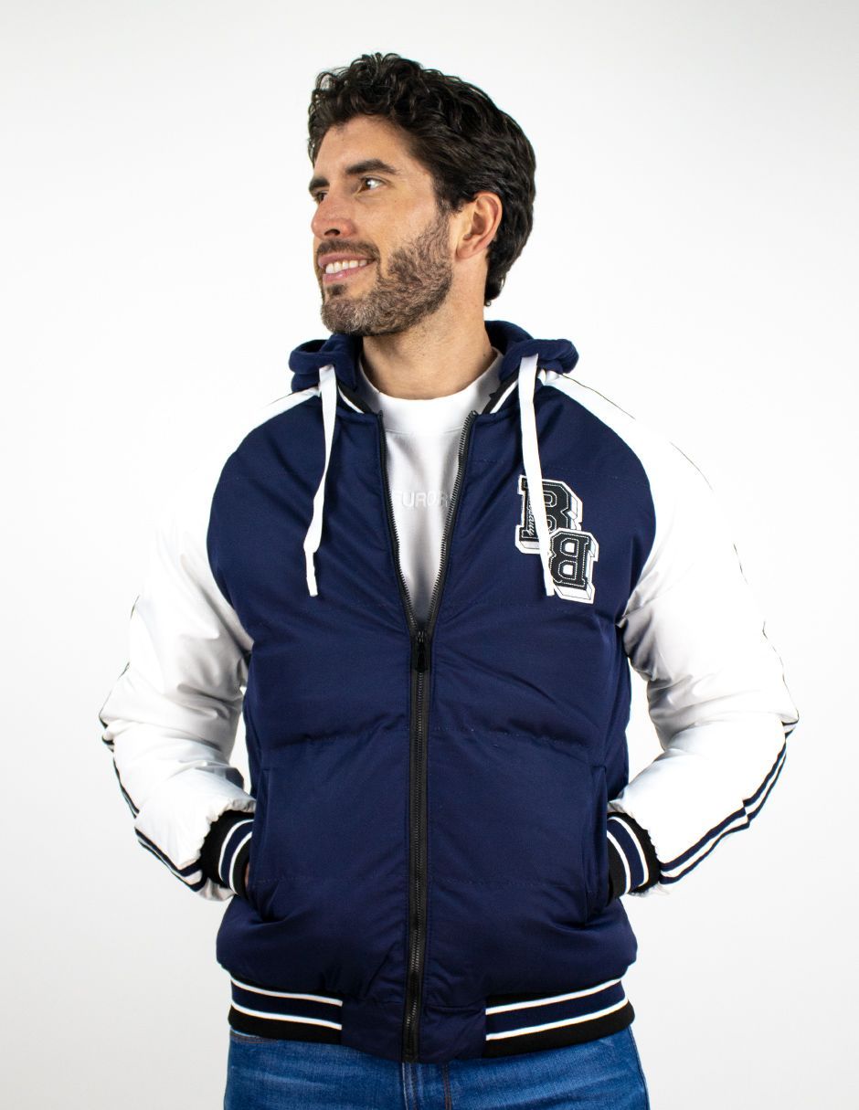 EXCLUSIVO BOUTIQUES T10601475 Chamarra Furor Puffer Sport Doble Vista Con Capucha Regular Poliuretano Poliéster Marino Off White