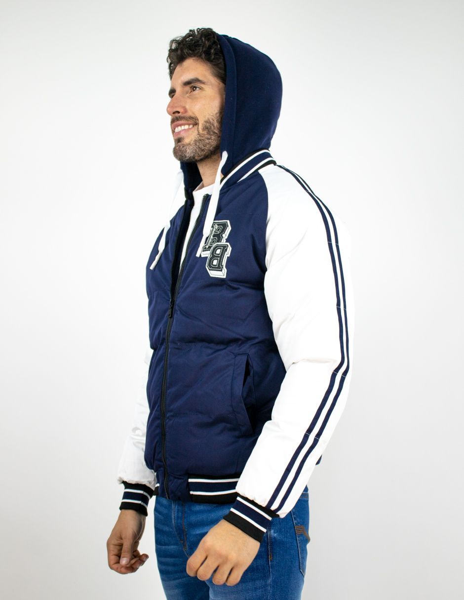 EXCLUSIVO BOUTIQUES T10601475 Chamarra Furor Puffer Sport Doble Vista Con Capucha Regular Poliuretano Poliéster Marino Off White