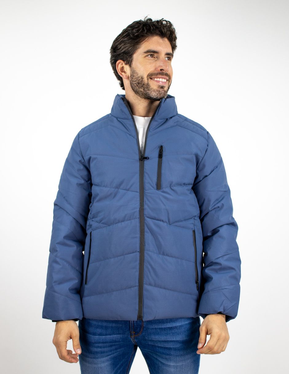EXCLUSIVO BOUTIQUES T10601476 Chamarra Furor Puffer Cuello Alto Regular Fit Poliuretano Índigo