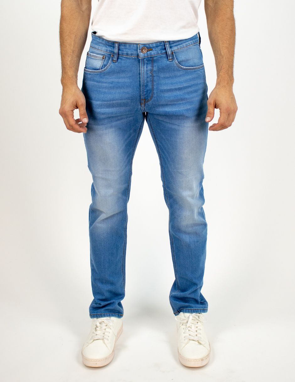 EXCLUSIVO SUBURBIA ECOAZULCLARO Jeans Furor Slim Straight Mezclilla Doble Stone