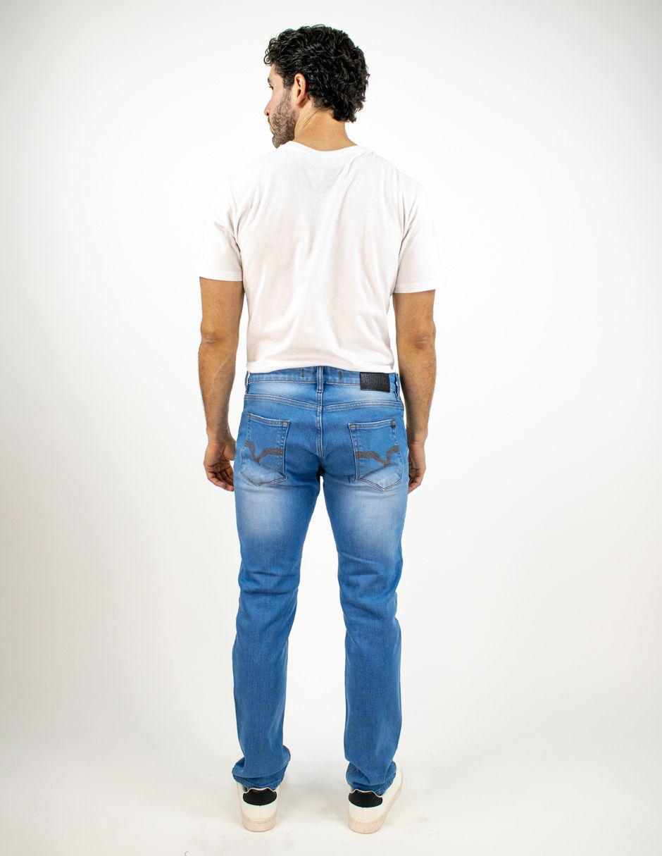 EXCLUSIVO SUBURBIA ECOAZULCLARO Jeans Furor Slim Straight Mezclilla Doble Stone