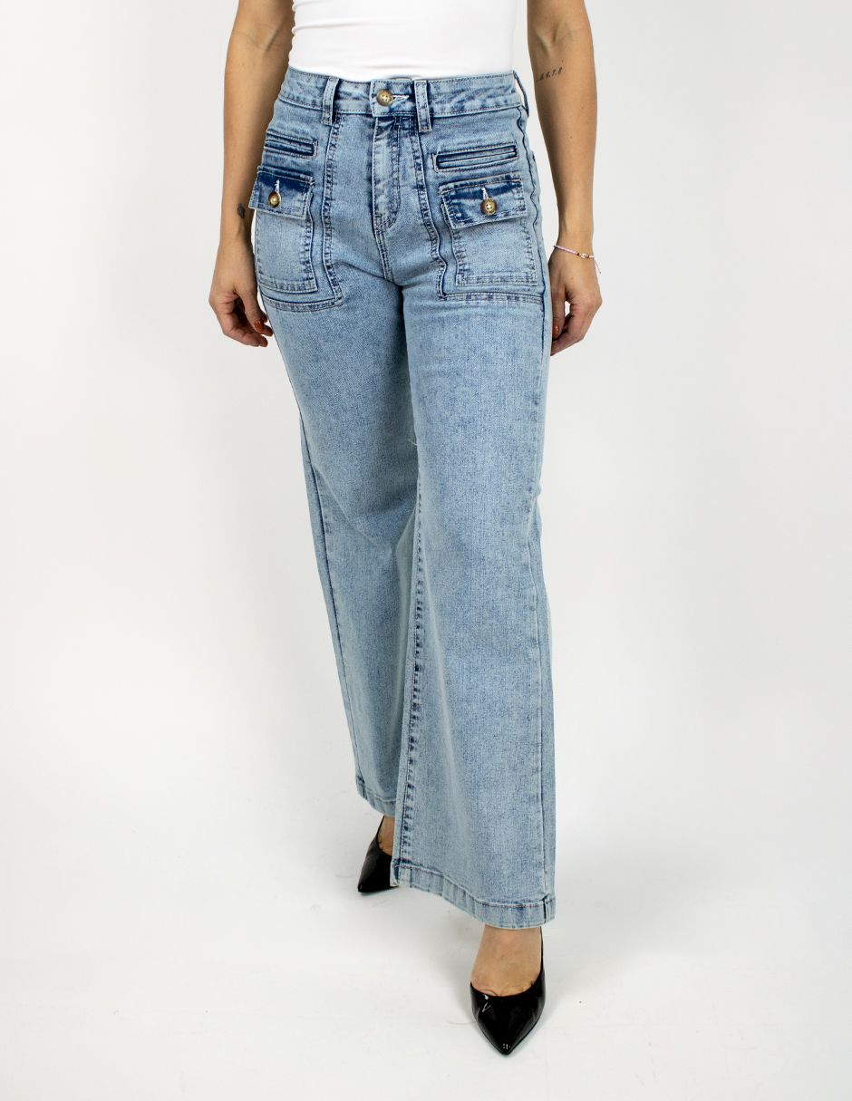 EXCLUSIVO SUBURBIA 2576 Jeans Furor Wide Leg Mezclilla Acid Wash