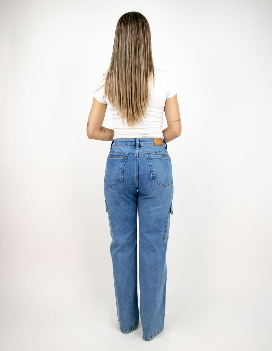 EXCLUSIVO SUBURBIA WIDELEG2610 Jeans Furor Wide Leg Cargo Mezclilla Stone Medio