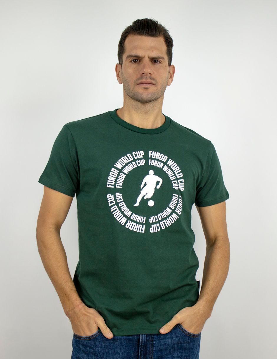 EXCLUSIVO SUBURBIA BALVERDE Playera Furor Manga Corta Chifón Slim Verde Estampado