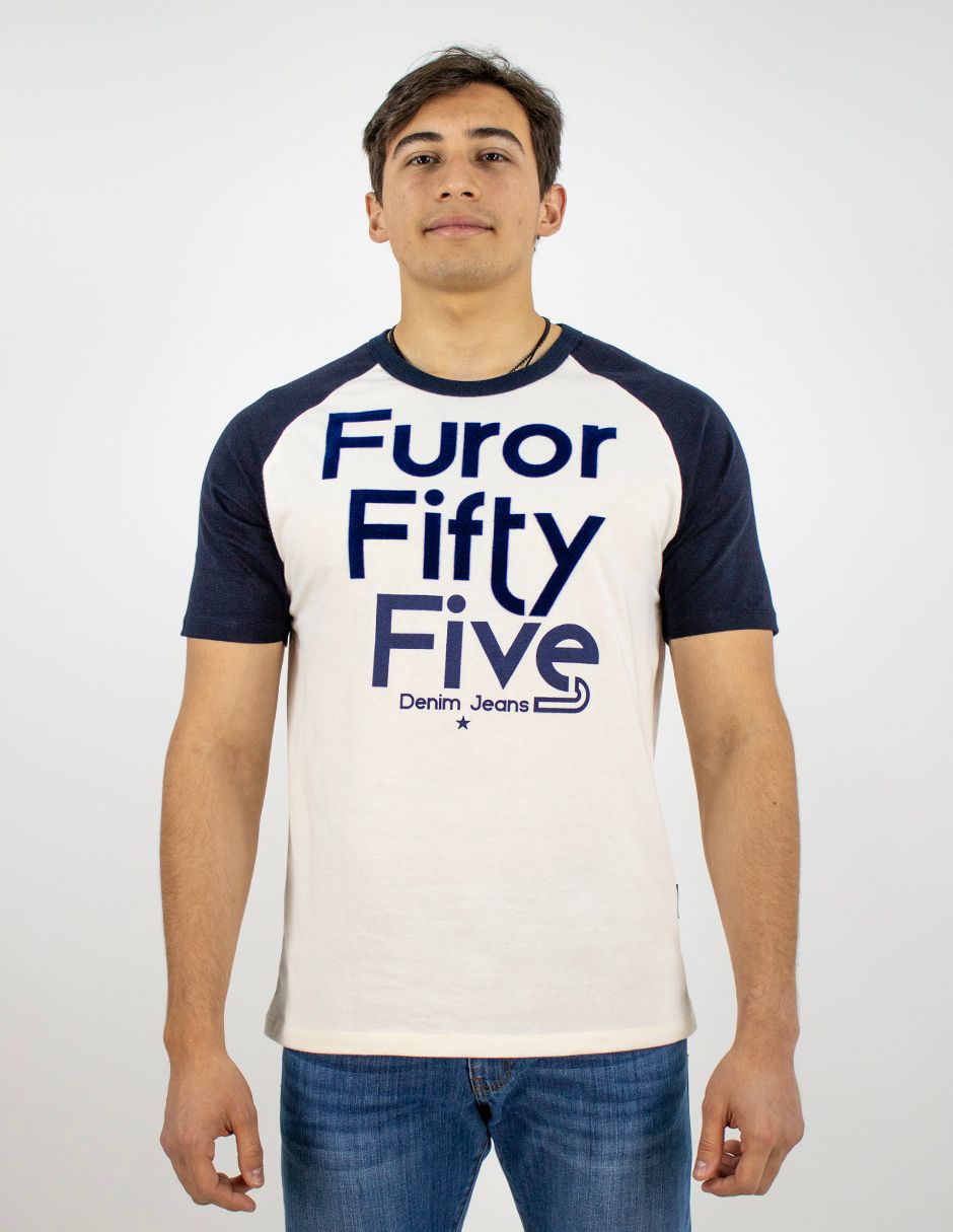 EXCLUSIVO SUBURBIA BUTTON0402HUESO Playera Furor Mangas Ranglan Combinadas Hueso Marino