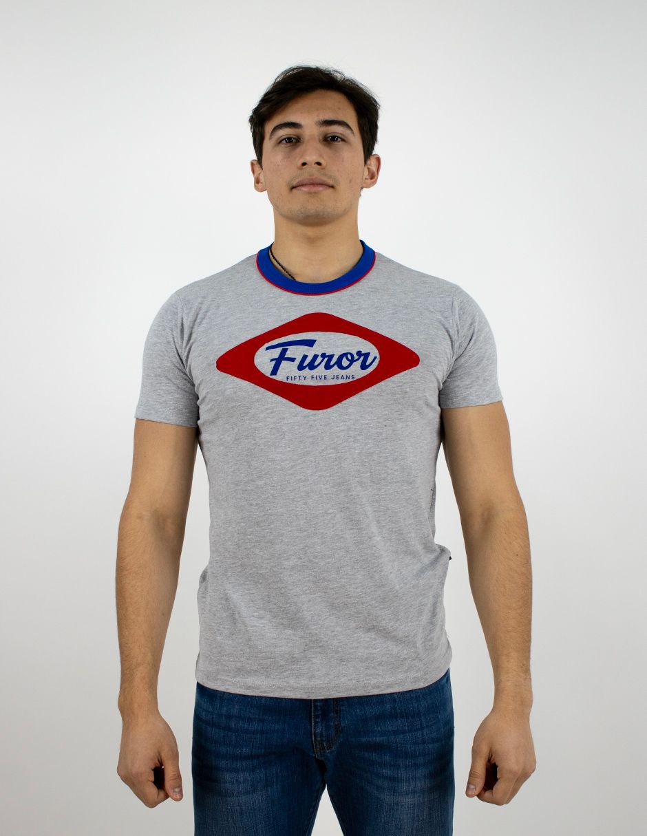 EXCLUSIVO SUBURBIA BUTTON0403PERLA Playera Furor Manga Corta Chifón Slim Perla