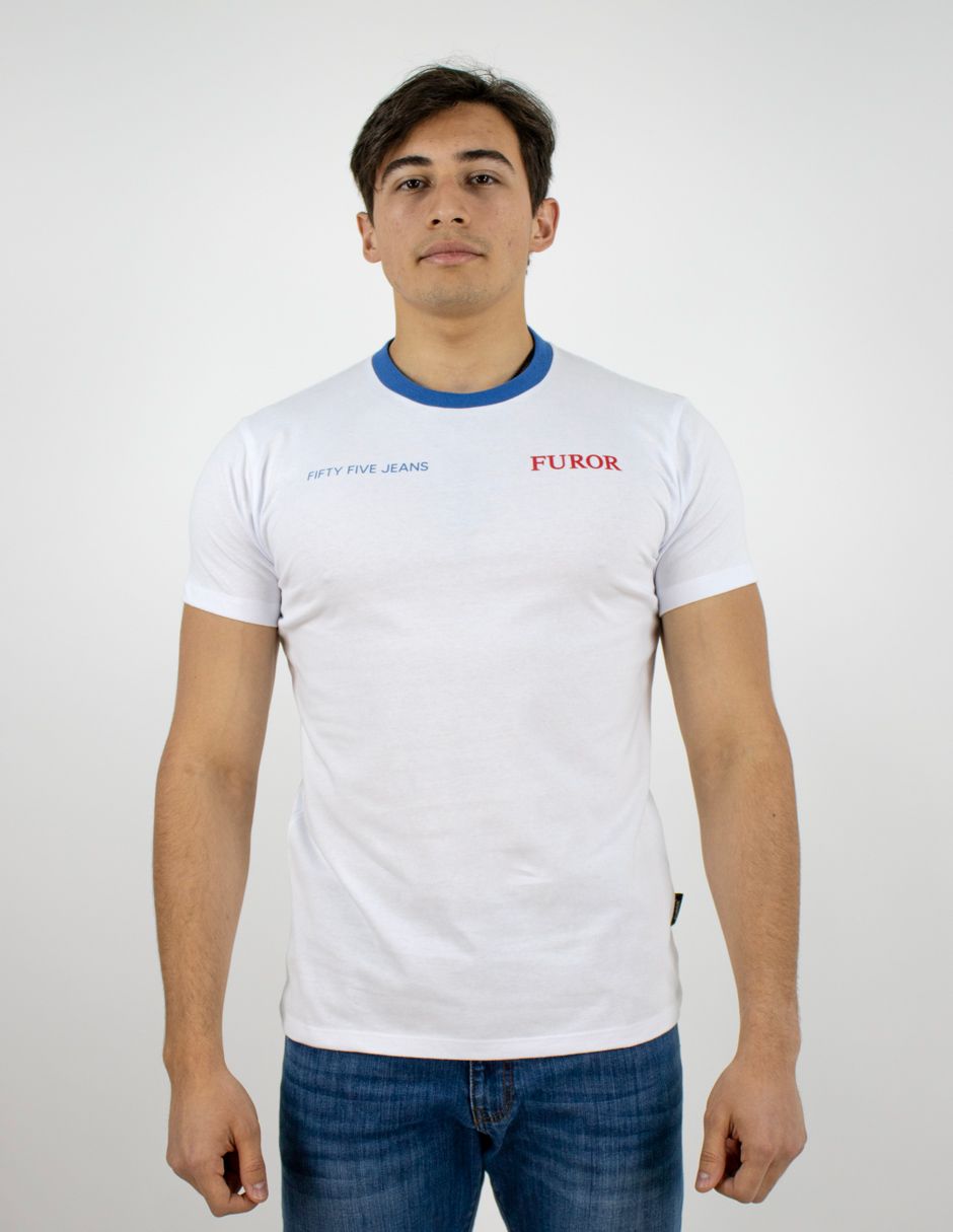 EXCLUSIVO SUBURBIA BUTTON0404BLANCO Playera Furor Blanco Estampado Frente y Espalda