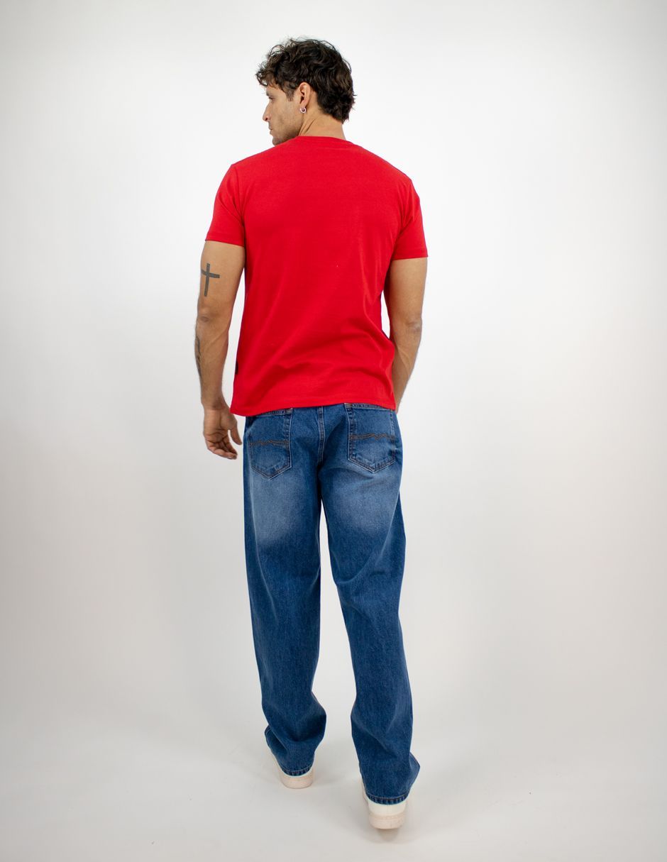 EXCLUSIVO SUBURBIA FIFTY0102ROJO Playera Furor Manga Corta Chifón Slim Rojo Estampado