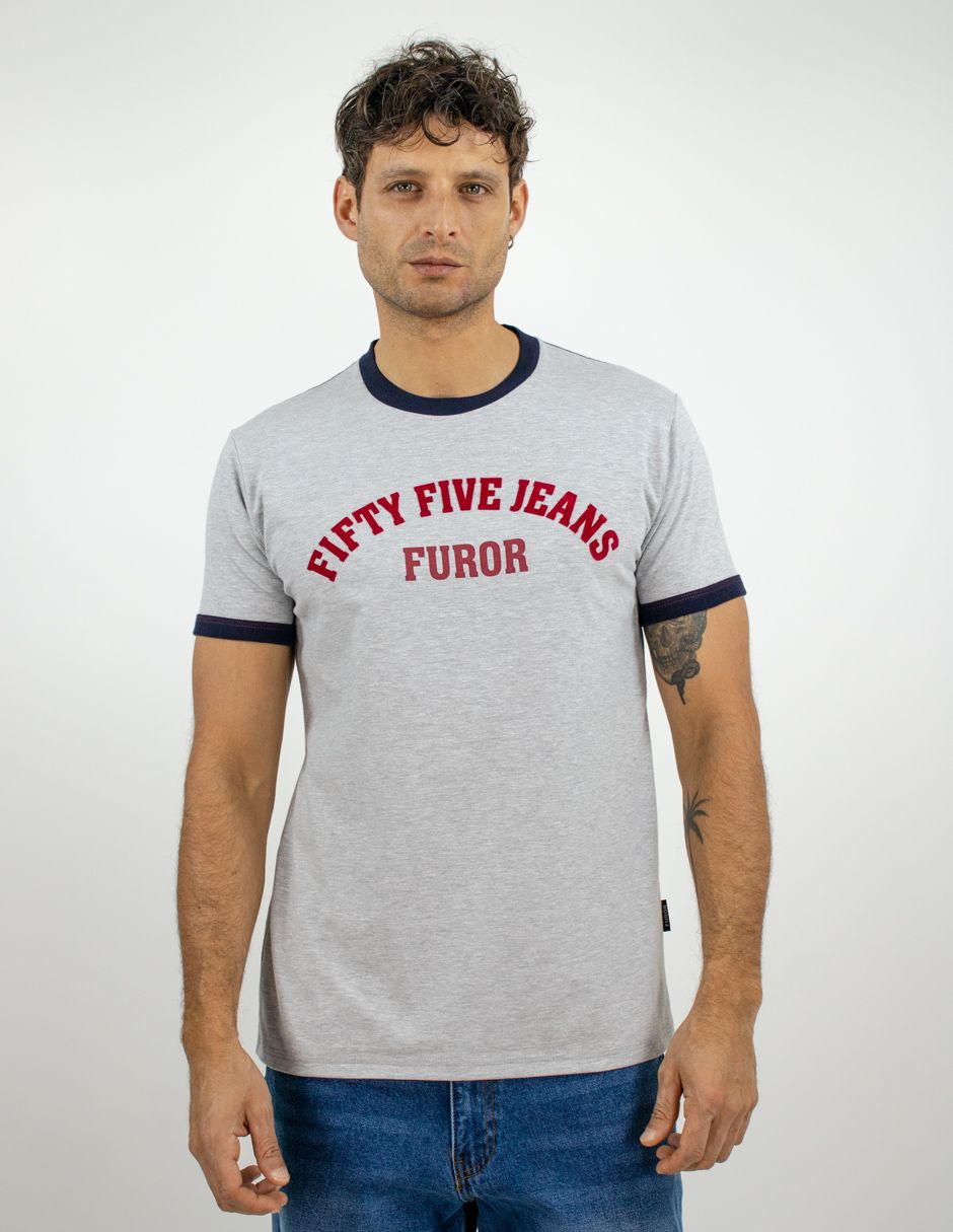 EXCLUSIVO SUBURBIA FIFTY0103GRISJASPE Playera Furor Manga Corta Cárdigan Cuello Y Puños Chifón Slim Gris Jaspe